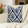 Slow Cow Embroidery Cushion Cover Decorative Invisible Zipper Throw Pillow Cover for Living Room 20 x 20 Inch Navy Blue