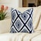 Slow Cow Embroidery Cushion Cover Decorative Invisible Zipper Throw Pillow Cover for Living Room 20 x 20 Inch Navy Blue
