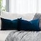 QUAFOO Navy Blue Decorative Lumbar Velvet Throw Pillow Covers 16x24 inch Set of 2 with Zipper Luxury Soft Solid Rectangle Cushion Covers Case for Sofa Couch Bed Living Room