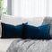 QUAFOO Navy Blue Decorative Lumbar Velvet Throw Pillow Covers 16x24 inch Set of 2 with Zipper Luxury Soft Solid Rectangle Cushion Covers Case for Sofa Couch Bed Living Room