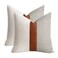 cygnus 20x20 Pillow Covers Set of 2 Farmhouse Decor Stripe Patchwork Linen Throw Pillow Covers Modern Faux Leather Covers for Couch Sofa Gray