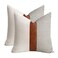 cygnus 20x20 Pillow Covers Set of 2 Farmhouse Decor Stripe Patchwork Linen Throw Pillow Covers Modern Faux Leather Covers for Couch Sofa Gray