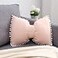 SKXKJ Boho Decorative Throw Pillow Covers with Pom Poms Soft Velvet Pillow Cases Bow Lumbar Pillow Covers 14 x 20 Cushion Case for Bed Couch Living Room Decor Blush