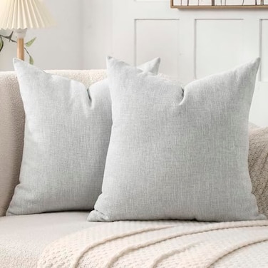 Jepeak 24x24 Inch Decorative Chenille Throw Pillow Covers Pack of 2 Cozy Concise Pillow Cases Soft Farmhouse Modern Square Cushion Covers for Sofa Couch Bed Living Room Home Decor Gainsboro