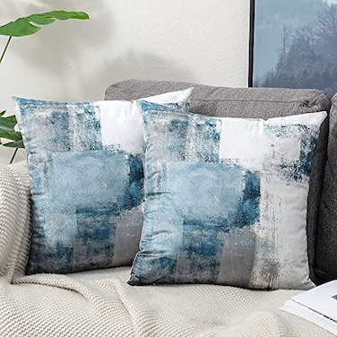 OYIMUA Blue Throw Pillow Covers 20x20Modern Abstract Blue and Gray Couch Pillow CoversDecorative Accent Pillow CoverSquare Pillow Cases for Sofa Living Room Bedroom Set of 2
