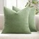 MIULEE Decorative Corduroy Pillow Covers Soft Solid Pack of 2 Cushion Cases Boho Square Throw Pillow Covers Sage Green Pillowcases for Couch Chair Sofa Bed Living Room Home Decor 18 x 18 Inch