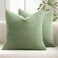 MIULEE Decorative Corduroy Pillow Covers Soft Solid Pack of 2 Cushion Cases Boho Square Throw Pillow Covers Sage Green Pillowcases for Couch Chair Sofa Bed Living Room Home Decor 18 x 18 Inch