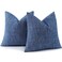 decorUhome Chenille Decorative Throw Pillow Covers 18x18 Set of 2 Farmhouse Textured Square Neutral Solid Accent Pillow Covers for Couch Sofa Bed Living Room Home Decor Navy Blue