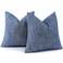 decorUhome Chenille Decorative Throw Pillow Covers 18x18 Set of 2 Farmhouse Textured Square Neutral Solid Accent Pillow Covers for Couch Sofa Bed Living Room Home Decor Navy Blue