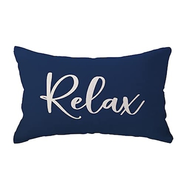 ULOVE LOVE YOURSELF Relax Lumbar Throw Pillow Case 1220 Inch Housewarming Gifts Farmhouse Blue Decorative RectangularWaist Cushion Cover for Sofa Beach Porch Bench Decor1220 Blue