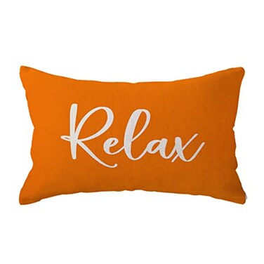 ULOVE LOVE YOURSELF Relax Lumbar Throw Pillow Case 1220 Inch Housewarming Gifts Farmhouse Orange Decorative RectangularWaist Cushion Cover for Sofa Beach Porch Bench Decor 1220 Orange
