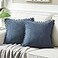 Fancy Homi Pack of 2 Dusty Blue Decorative Throw Pillow Covers 18x18 Inch with Pompoms for Living Room Couch Bedroom Soft Corduroy Solid Square Cushion Case 45x45 cm Rustic Farmhouse Home Decor