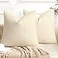 YCOLL Farmhouse Pillow Covers 18x18 Modern Accent Square Throw Pillow Covers Set of 2 Yellow and Beige Striped Patchwork Linen Decorative Pillows Cushion Covers for Couch Chair Bedroom Home Decor