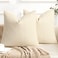 YCOLL Farmhouse Pillow Covers 18x18 Modern Accent Square Throw Pillow Covers Set of 2 Yellow and Beige Striped Patchwork Linen Decorative Pillows Cushion Covers for Couch Chair Bedroom Home Decor