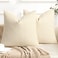 YCOLL Farmhouse Pillow Covers 18x18 Modern Accent Square Throw Pillow Covers Set of 2 Yellow and Beige Striped Patchwork Linen Decorative Pillows Cushion Covers for Couch Chair Bedroom Home Decor