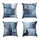ROCK CLOUD Set of 4 Blue and Grey Art Modern Decorative Gray Throw Pillows Covers Cushion Cover for Bedroom Sofa Living Room 18X18 Inches Home Decorative