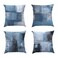 ROCK CLOUD Set of 4 Blue and Grey Art Modern Decorative Gray Throw Pillows Covers Cushion Cover for Bedroom Sofa Living Room 18X18 Inches Home Decorative