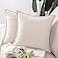 MADIZZ Set of 2 Short Chenille Throw Pillow Covers 18x18 Inch Ivory Soft Decorative Cushion Cover for Sofa Bedroom Pillow Shell