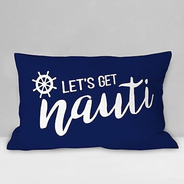 Burosev Lets Get Nauti Navigation Soft Throw Pillow Cover Nautical Navy Blue Decorative Pillowcase Nautical Sailing Farmhouse Decor Decorations for Home Bedroom Sofa Living Room12 x 20 Inch