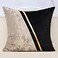 Alerfa 20 x 20 Inch Black Beige Gold Leather Patchwork Velvet Polyester Cushion Case Luxury Modern Square Throw Pillow Cover Decorative Pillow for Couch Sofa Living Room Bedroom Car 50 x 50cm