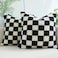JOJUSIS Decorative Throw Pillow Covers Luxury Style Checkerboard Pattern Cushion Case Super Soft Faux Fur Wool Pillowcases for Couch Bedroom Pack of 2 Black 16 x 16Inch
