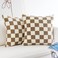 JOJUSIS Decorative Throw Pillow Covers Luxury Style Checkerboard Pattern Cushion Case Super Soft Faux Fur Wool Pillowcases for Couch Bedroom Pack of 2 Khaki 18 x 18Inch