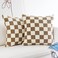 JOJUSIS Decorative Throw Pillow Covers Luxury Style Checkerboard Pattern Cushion Case Super Soft Faux Fur Wool Pillowcases for Couch Bedroom Pack of 2 Khaki 18 x 18Inch