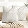 YCOLL Farmhouse Pillow Covers 22x22 Modern Accent Square Throw Pillow Covers Set of 2 Black and Beige Striped Patchwork Linen Decorative Pillows Cushion Covers for Couch Chair Bedroom Home Decor