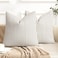 YCOLL Farmhouse Pillow Covers 22x22 Modern Accent Square Throw Pillow Covers Set of 2 Black and Beige Striped Patchwork Linen Decorative Pillows Cushion Covers for Couch Chair Bedroom Home Decor