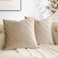 GIGIZAZA Decorative Velvet Pillow Covers 18x18 Set of 2 Champagne Sofa Couch Throw Pillows Covers Cases Living Room Square Cushion Accent Stripe Covers