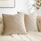 GIGIZAZA Decorative Velvet Pillow Covers 18x18 Set of 2 Champagne Sofa Couch Throw Pillows Covers Cases Living Room Square Cushion Accent Stripe Covers