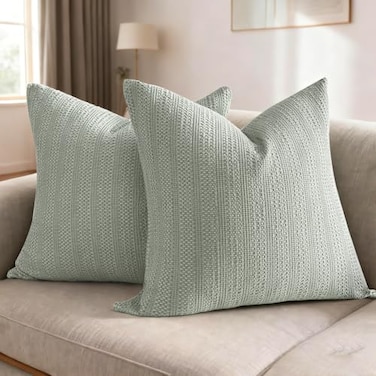 COCOPLOCEUS 100 Cotton Throw Pillow Covers 24x24 Set of 2 Soft Breathable Euro Shams Square Cushion Case for All Seasons Decorative Pillowcase for Sofa Couch BedroomSage Green
