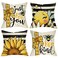 Fjfz Spring Summer Bumble Bee Sunflower Decorative Throw Pillow Covers 18x18 Set of 4 Fall Farmhouse Black White Stripe Home Decor Yellow Buffalo Plaid Check Quote Outdoor Couch Cushion Case