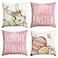 AVOIN colorlife Happy Easter Hunny Bunny Pink Throw Pillow Covers 18 x 18 Inch Easter Eggs Bunny Spring Cushion Case for Sofa Couch Set of 4