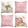 AVOIN colorlife Happy Easter Hunny Bunny Pink Throw Pillow Covers 18 x 18 Inch Easter Eggs Bunny Spring Cushion Case for Sofa Couch Set of 4