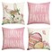 AVOIN colorlife Happy Easter Hunny Bunny Pink Throw Pillow Covers 18 x 18 Inch Easter Eggs Bunny Spring Cushion Case for Sofa Couch Set of 4