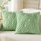 decorUhome Throw Pillow Covers 20x20 Inch Set of 2 Soft Plush Faux Wool Light Sage Green Solid Couch Pillow Covers Accent Farmhouse Neutral Square Pillow Cases for Sofa Bed Living Room