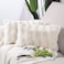 MADIZZ Pack of 2 Thick Plush Faux Wool Throw Pillow Covers Soft Boho Throw Pillows Luxurious Cushion Covers for Couch Sofa Bedroom Living Room Home Decor 12x20 Inch Cream