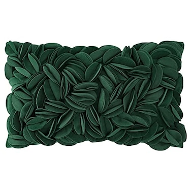 KINGROSE 3D Floral Throw Pillow Case Home Decorative Pillow Cover Soft Cushion Cover Sofa Couch Bed Living Room 12 x 20 Inches Dark Green