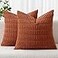 MIULEE Pack of 2 Rust Corduroy Decorative Pillow Covers 20x20 Inch Soft Boho Striped Throw Pillow Covers Modern Farmhouse Home Decor for Summer Sofa Living Room Couch Bed