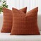 MIULEE Pack of 2 Rust Corduroy Decorative Pillow Covers 20x20 Inch Soft Boho Striped Throw Pillow Covers Modern Farmhouse Home Decor for Summer Sofa Living Room Couch Bed