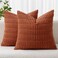 MIULEE Pack of 2 Rust Corduroy Decorative Pillow Covers 20x20 Inch Soft Boho Striped Throw Pillow Covers Modern Farmhouse Home Decor for Summer Sofa Living Room Couch Bed