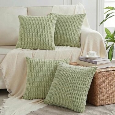 Fancy Homi 4 Packs Decorative Throw Pillow Covers for Living Room Couch Bed Modern Farmhouse Boho Home Dcor Accent Cushion Case 18 x 18 Sage Green