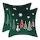 Tosleo Christmas Embroidery Throw Pillow Covers 24 x 24 inch Set of 2 Xmas Dec Velvet Pillowcases Forest Green Christmas Trees Cushion Pillow Cases Soft Square Holiday Pillowcase