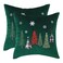 Tosleo Christmas Embroidery Throw Pillow Covers 24 x 24 inch Set of 2 Xmas Dec Velvet Pillowcases Forest Green Christmas Trees Cushion Pillow Cases Soft Square Holiday Pillowcase