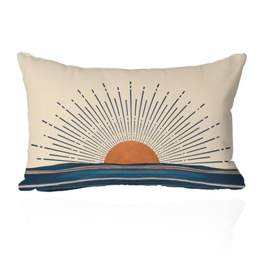 PreLiving Boho Sun Throw Pillow Covers Horizontal Sunset Sunrise Abstract Pillow Covers Super Soft Decorative Retro Aesthetic Hippie Lumbar Bohemia Cushion Case Pillowcase for Couch Sofa 12x20 Inch