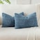 OTOSTAR Pack of 2 Soft Corduroy Decorative Throw Pillow Covers 16 x 24 Inch Boho Striped Pillow Covers Lumbar Cushion Case Couch Pillowcases for Sofa Bed Home Decor Dusty Blue