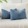 OTOSTAR Pack of 2 Soft Corduroy Decorative Throw Pillow Covers 16 x 24 Inch Boho Striped Pillow Covers Lumbar Cushion Case Couch Pillowcases for Sofa Bed Home Decor Dusty Blue