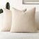 Foindtower Pack of 2 Curly Faux Fur Decorative Throw Pillow Covers Soft Plush Cushion Case with Zipper Cozy Fluffy Boho Pillowcase for Home Living Room Couch Bed Sofa 18 x 18 Inch Light Beige