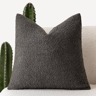 Foindtower Textured Boucle Throw Pillow Covers Accent Solid Pillow Cases Cozy Soft Decorative Couch Cushion Case for Chair Sofa Bedroom Living Room Home Decor 18 x 18 InchDark Brown